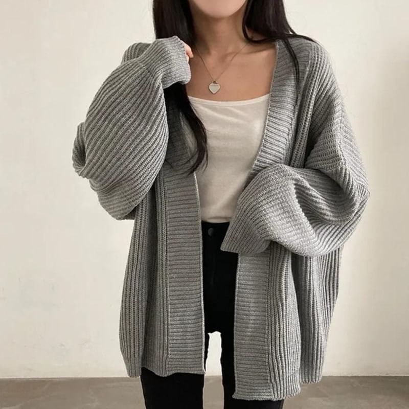 HYAKU - Effen geribbeld vest met open voorkant