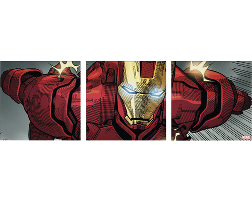 Canvas schilderij Iron Man Classic set van 3 3x 30x30 cm