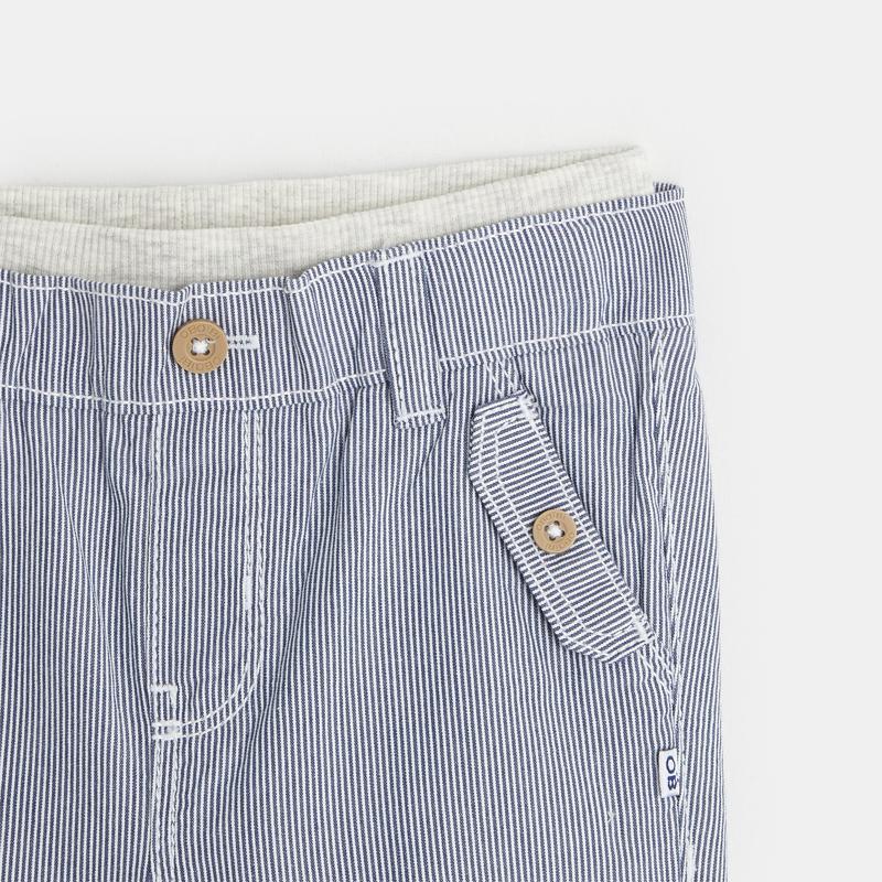 Pantalon toile rayée modulable bleu bébé garçon Bleu
