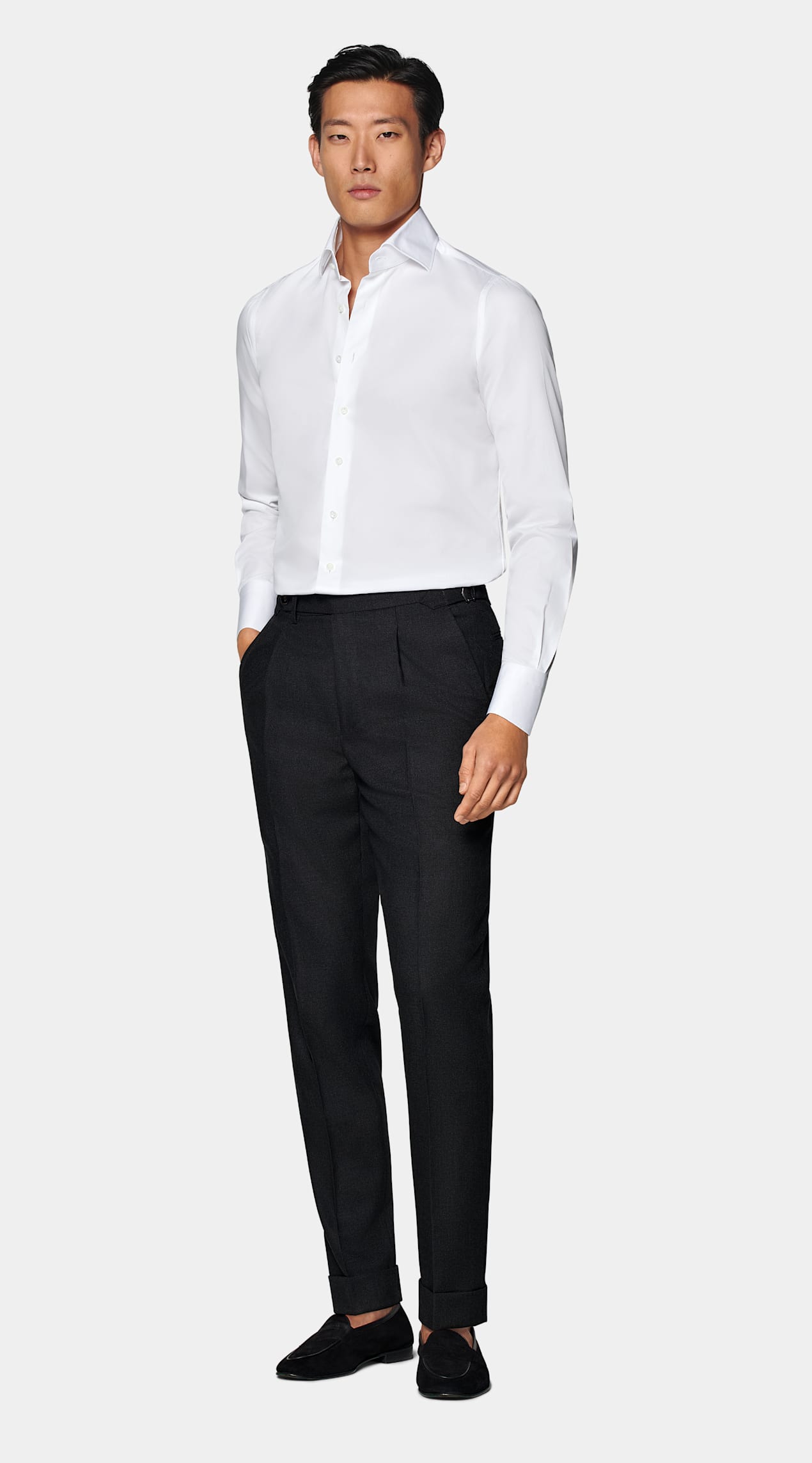 Chemise coupe ajustée en twill blanche