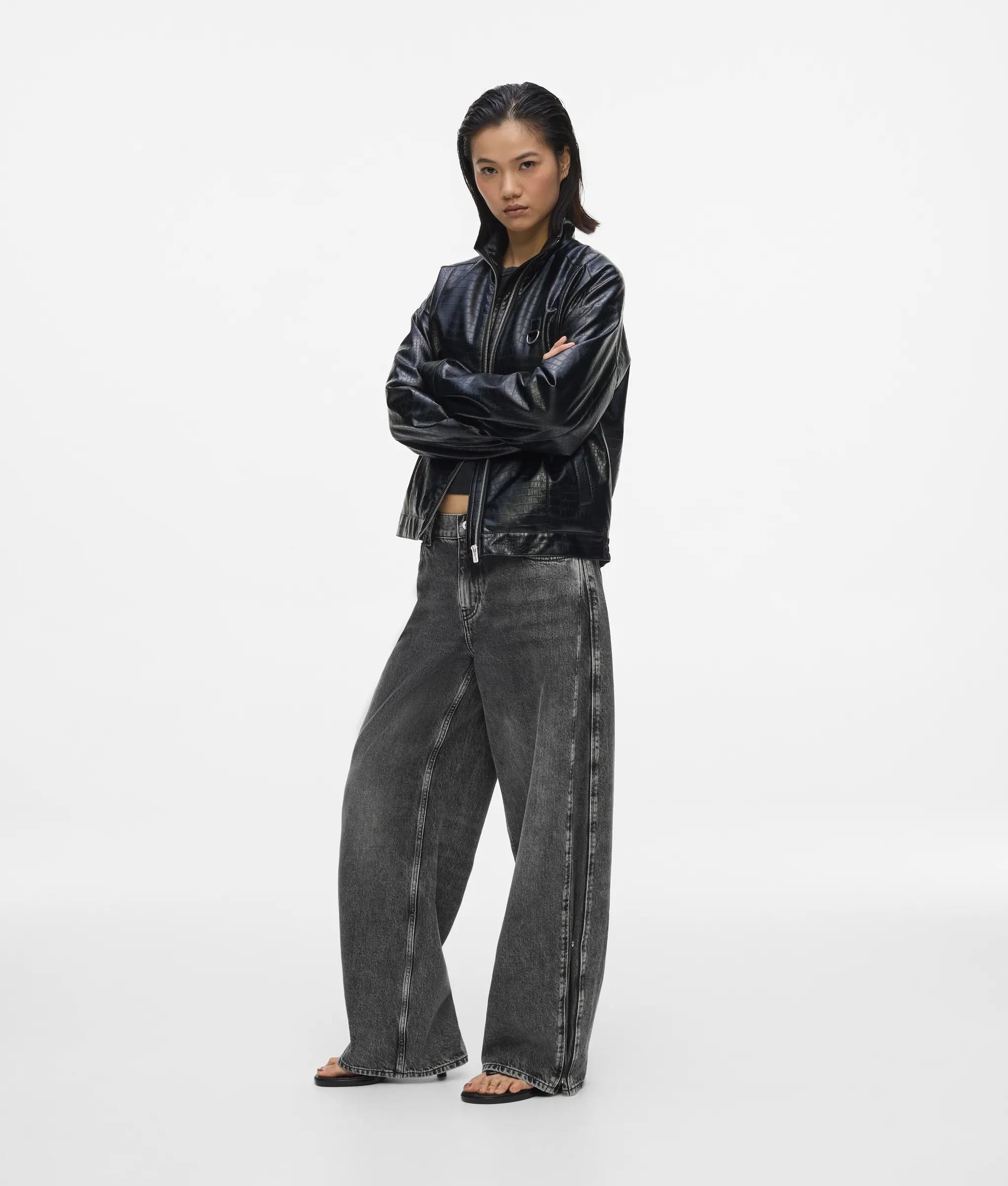 Flexibele wijde jeans met lage taille