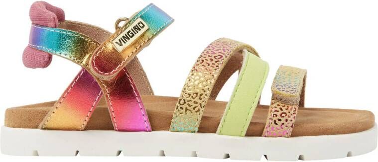 Vingino VIN825412-998 Meisjes Platte Sandalen Multicolor Leer Klittenband