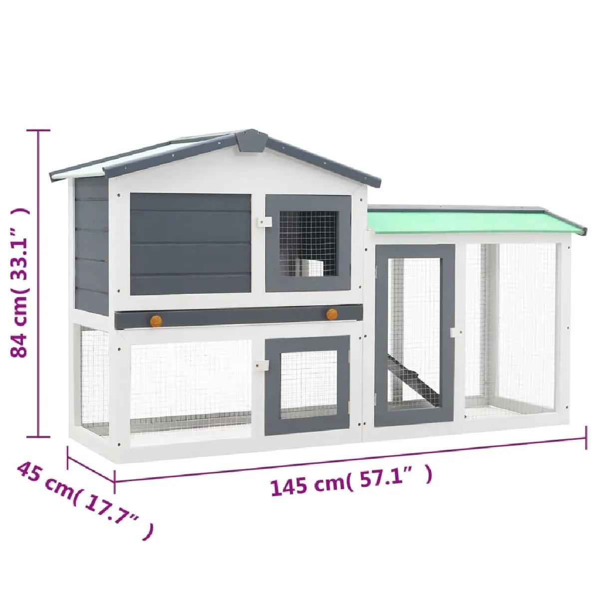 vidaXL Clapier d'extérieur 145x45x84 cm Bois