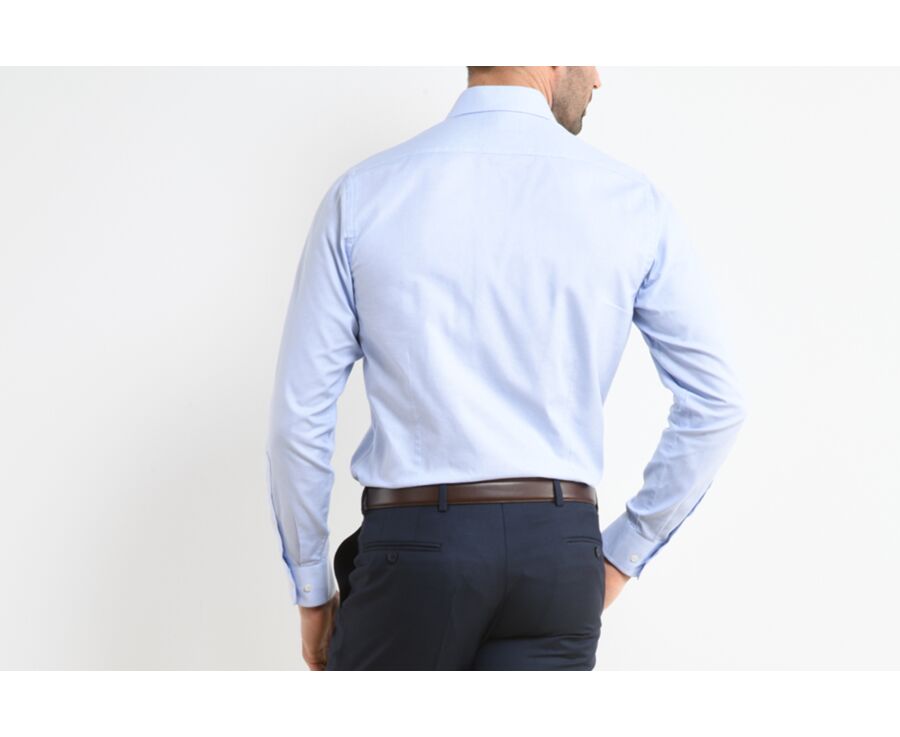 Chemise bleu ciel popeline - Col italien - LUCIANO