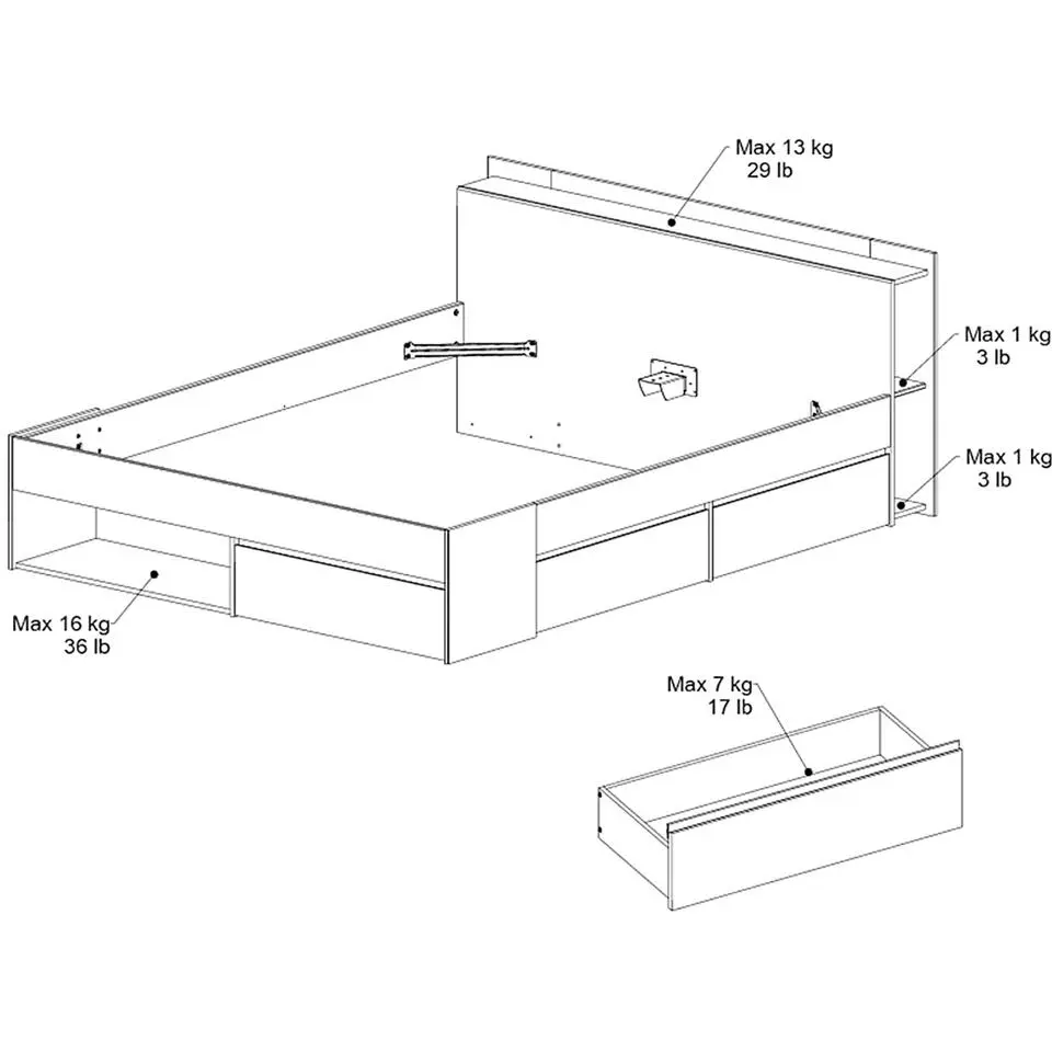 Bed Most 160x200cm - eik/zwart