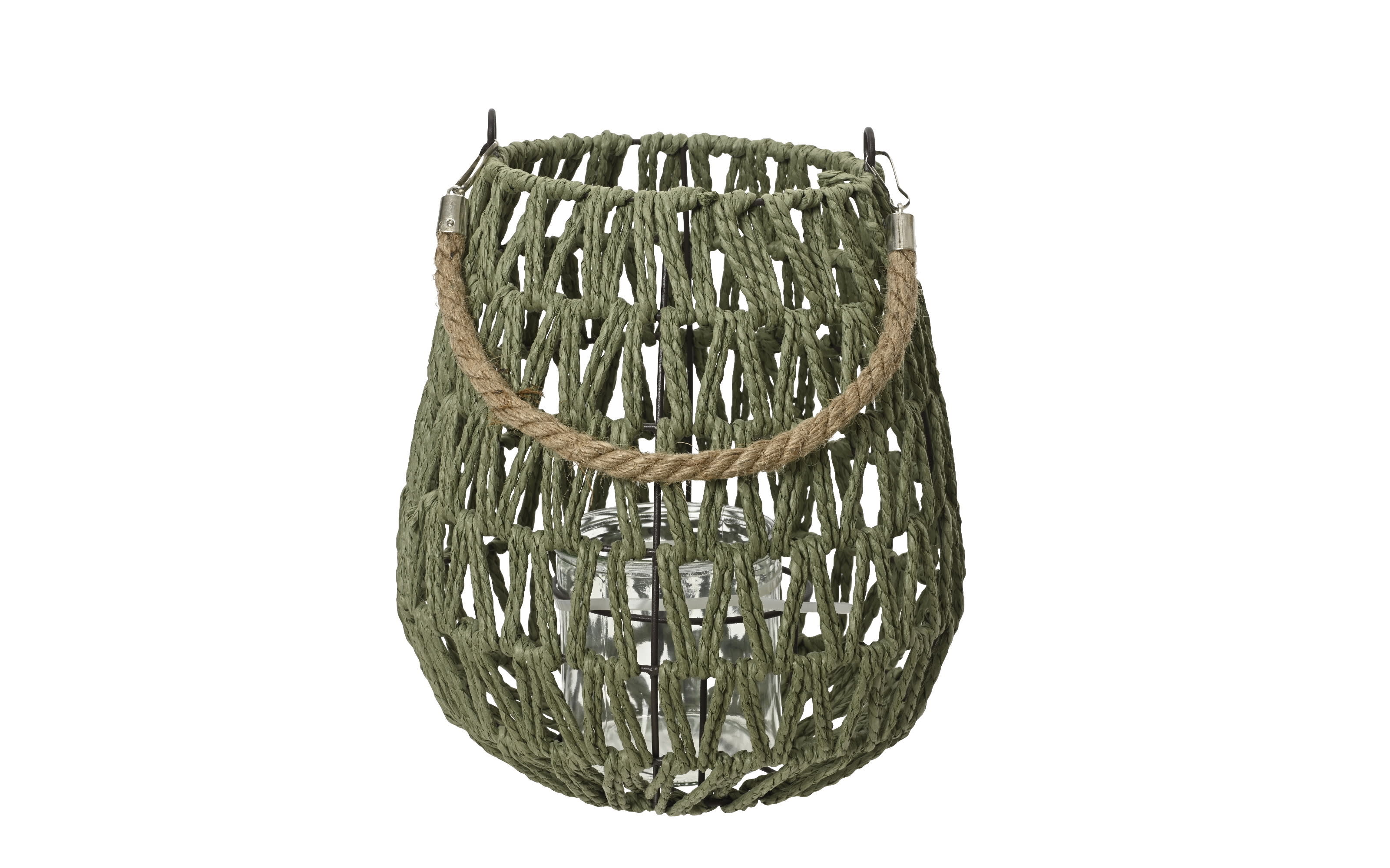 Laterne, Jute, grün, 24 cm