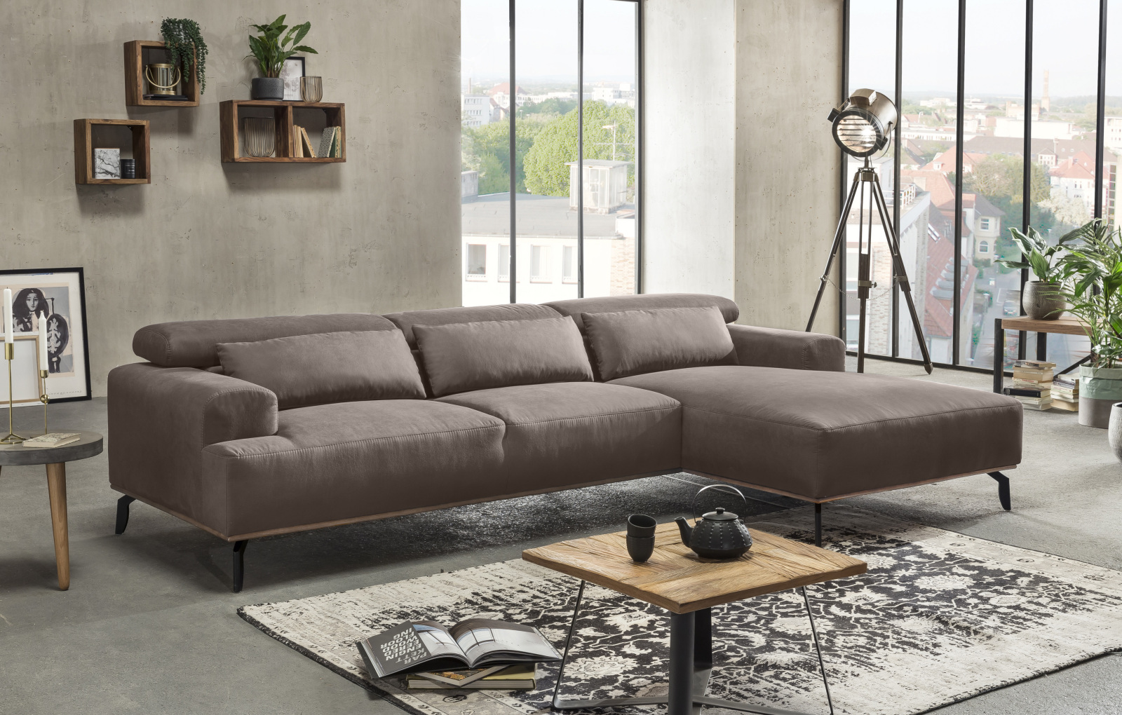 Ecksofa - savannah - Microfaser - Recamiere rechts