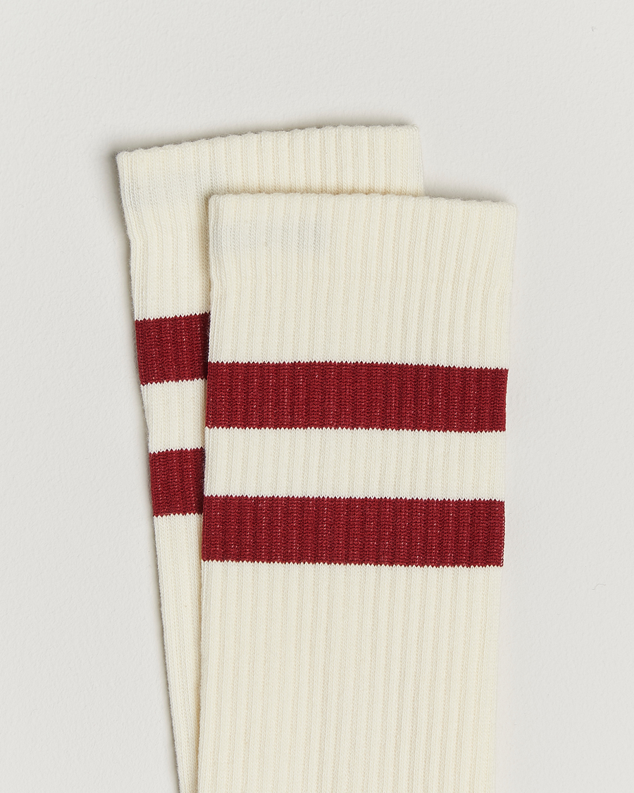 Sweyd Two Stripe Cotton Socks White/Red