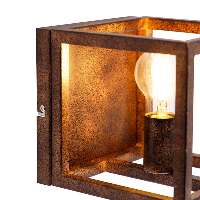 Industriële wandlamp roestbruin - Cage
