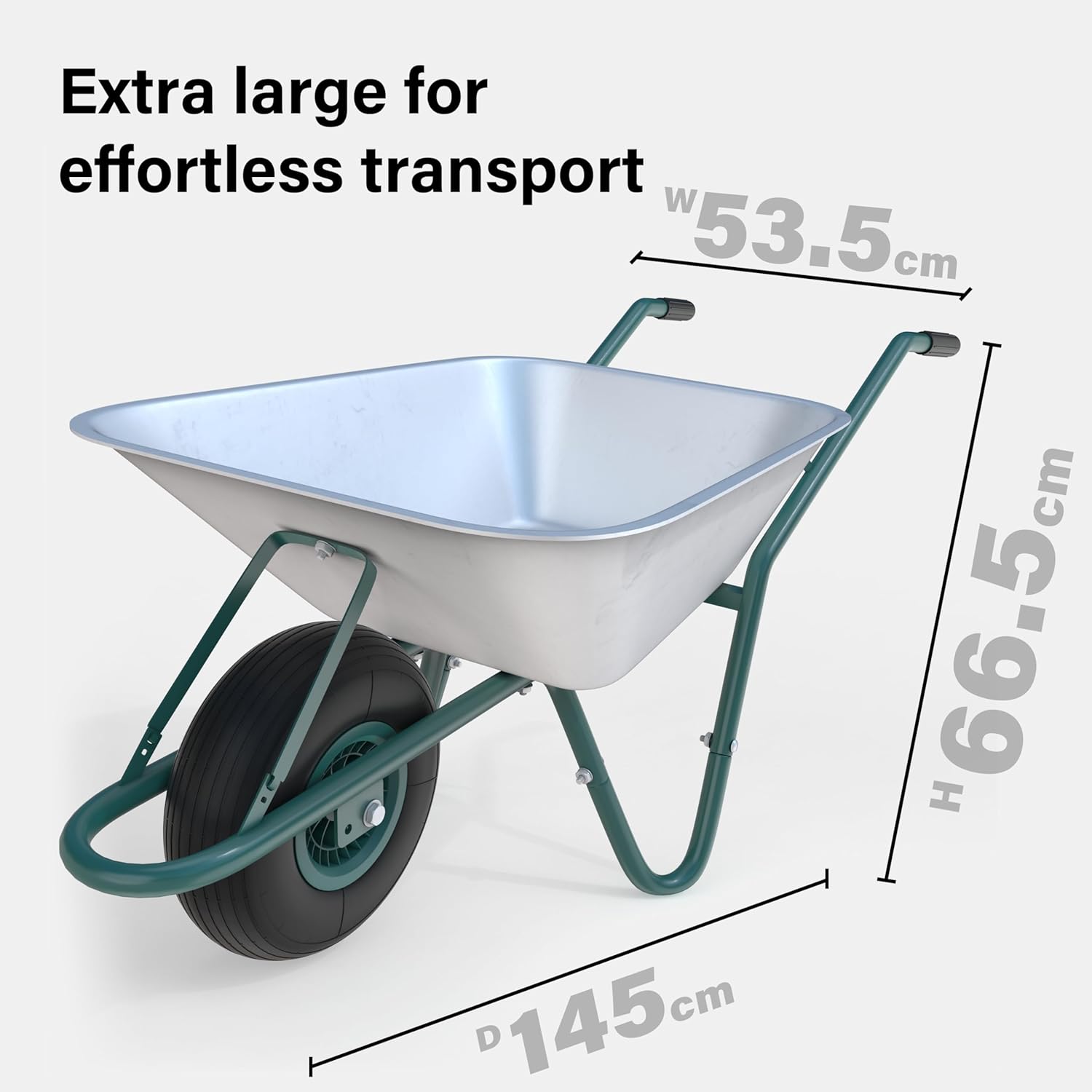 Brouette de 85 L pour la Maison, Le Jardin, Chariot Robuste galvanisé avec Pneu pneumatique 150 kg, Grand Chariot de Transport, Convient pour Les travaux de Jardin : Commerce, Industrie et Science