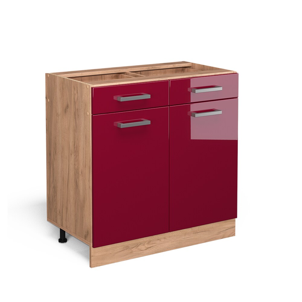 Vicco Schubunterschrank Küchenschrank Küchenzeile R-Line 80 cm Goldkraft Bordeaux