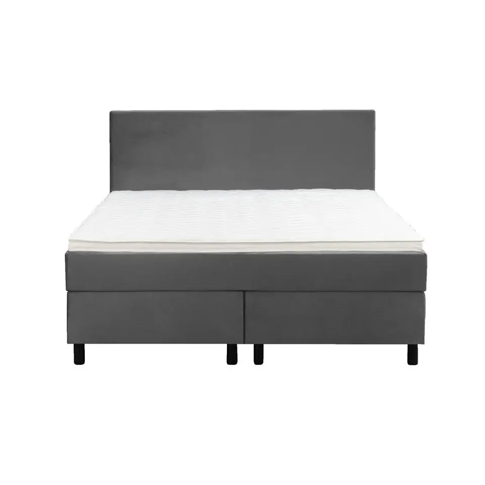 Boxspring Liv egaal - grijs - 140x200 cm - ronde poot