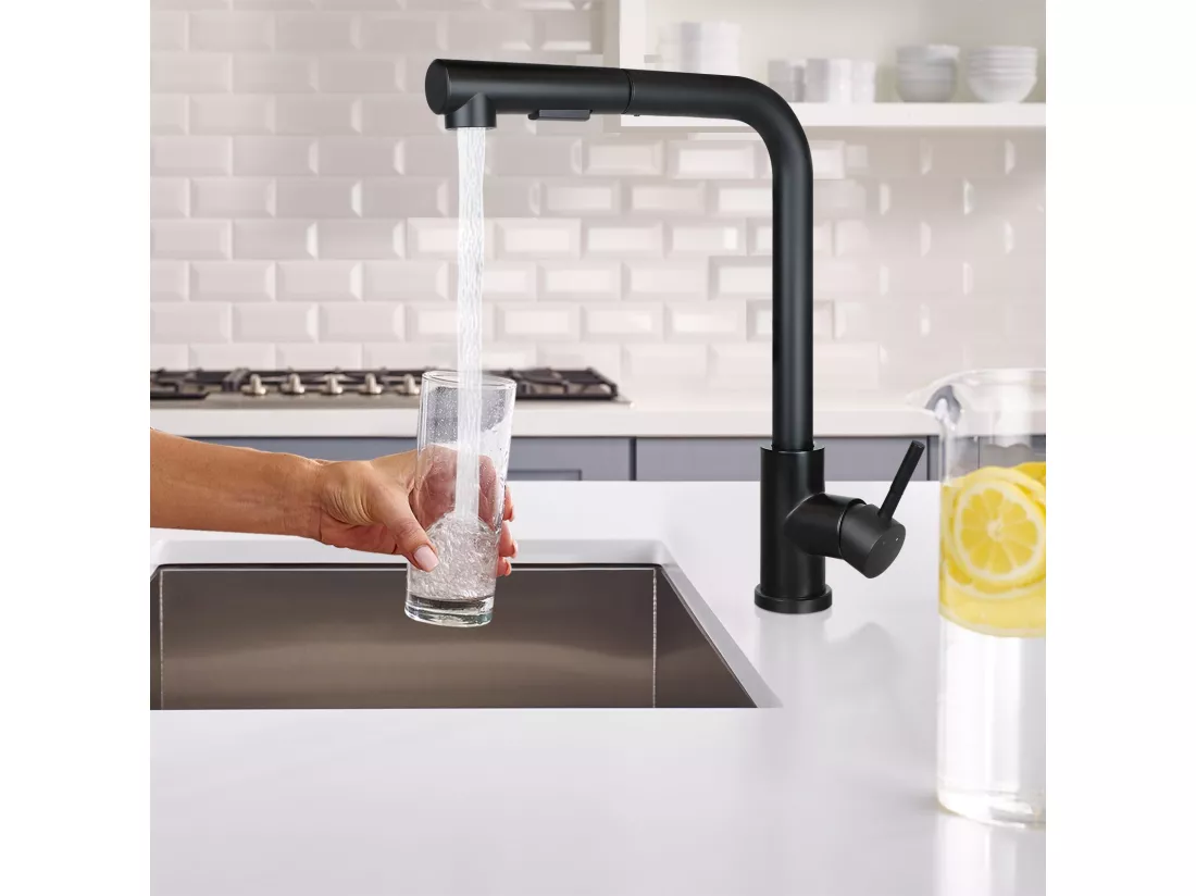 NETTLIFE Robinet de lavabo Robinet d'évier extensible Rotatif à 360° en acier inoxydable avec 2 types de jets