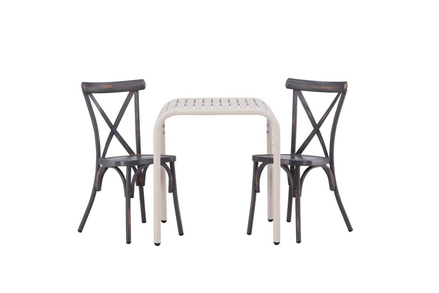 Borneo tuinset: tafel, 2 stoelen, beige en donkergrijs. 70 x 70 x 75 cm