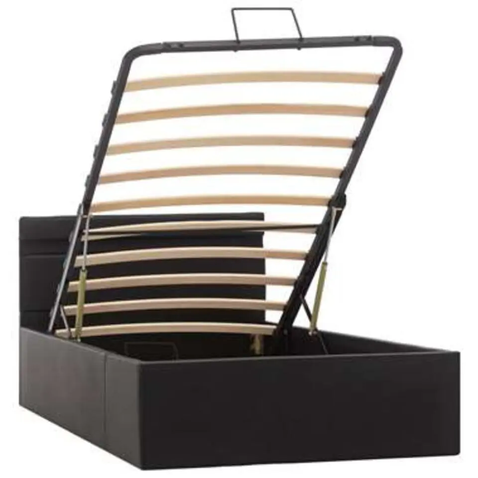vidaXL - LED bed met opbergruimte - Hydraulisch - Zwart - Kunstleer - 90x200 cm