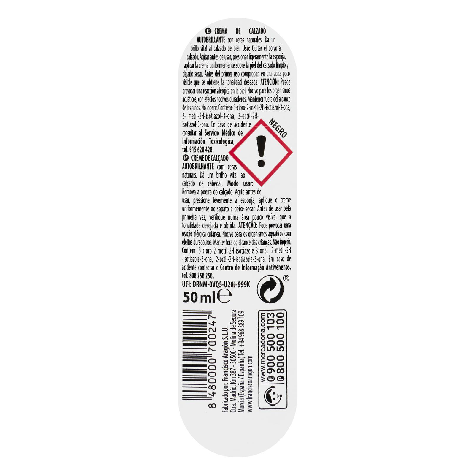 Crème auto-brillante pour chaussures noire Forest Green avec applicateur