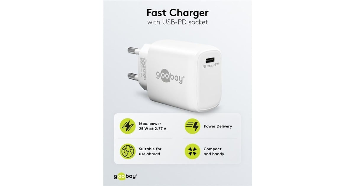 goobayUSB-C PD GaN snellader (25 W)  (Wit)
