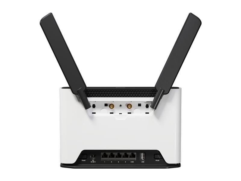 MikroTik LTE-Router Chateau LTE18 ax Der beste Heim-AP wurde gerade noch besser. Generation 6 Version des Chateau LTE18. Viel schnelleres WLAN, verbesserte CPU, und jetzt – mit 2.5 Gigabit Ethernet!