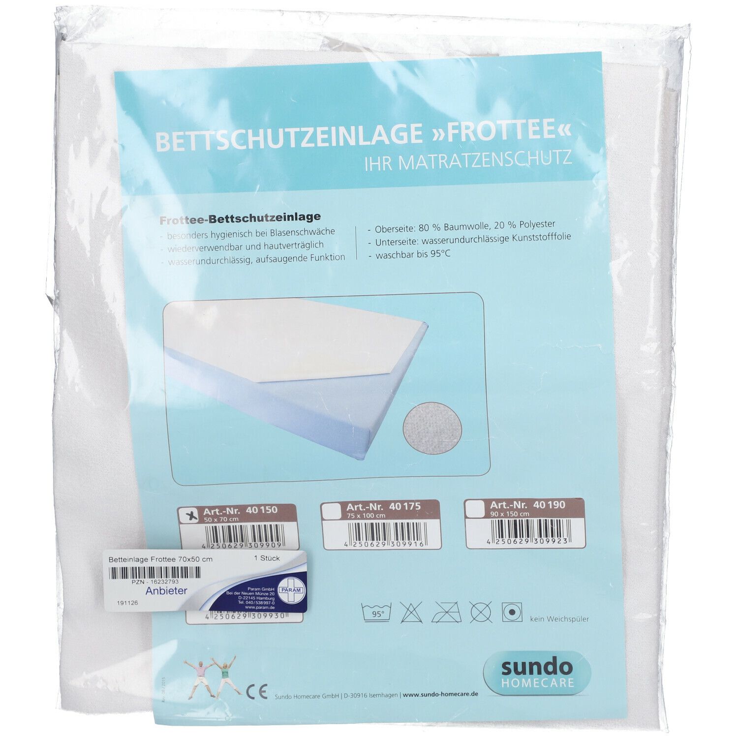 PARAM Betteinlage Frottee 50 x 70 cm