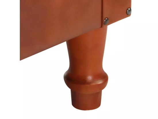 Fauteuil Marron Cuir véritable et bois de manguier massif