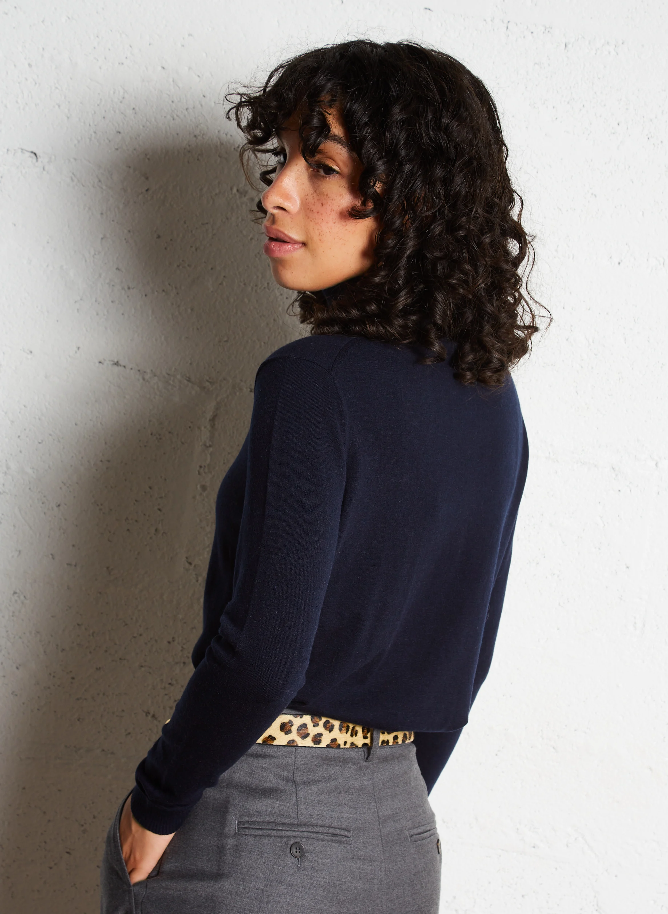 MELODIA - Pantalon large en laine mélangée | Argent