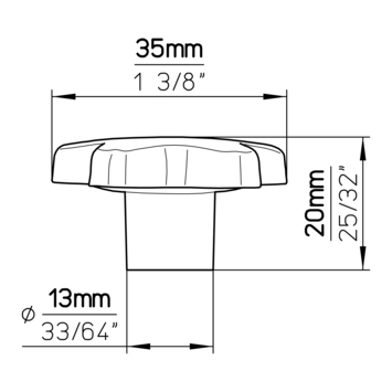 Knop Sterre chroom mat 35mm