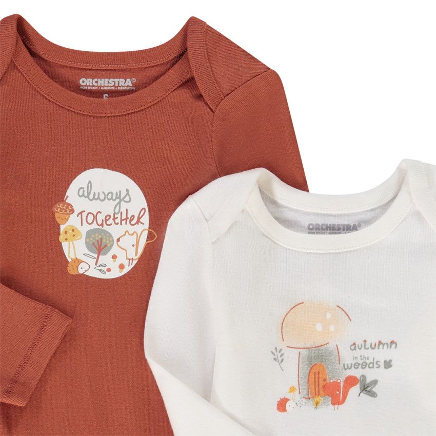 Lot de 5 bodies manches longues motifs forêt pour bébé garçon - Jaune