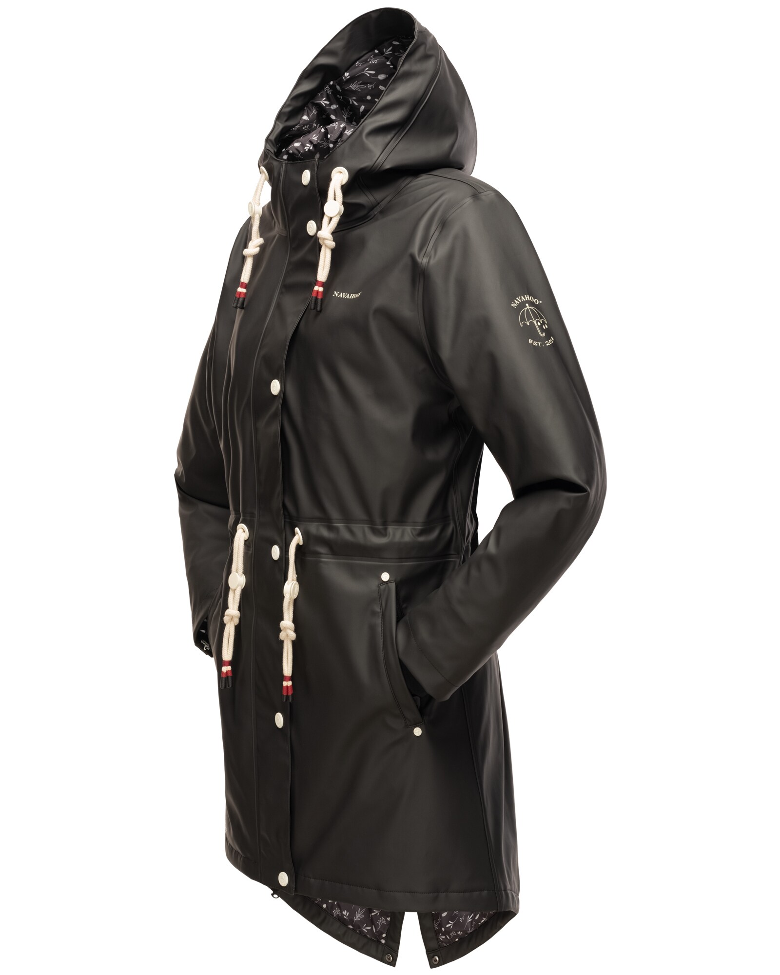NAVAHOO Damen modischer Regen Jacke Outdoor Regenmantel Regenparka Wasserdicht Flower of Ocean