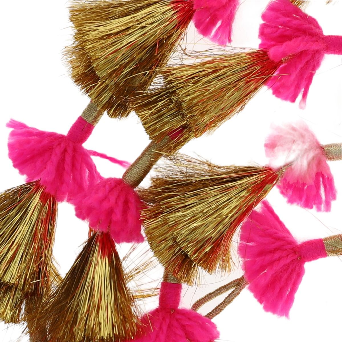 Guirlande indienne dorée et rose à pompons Pondie Chérie