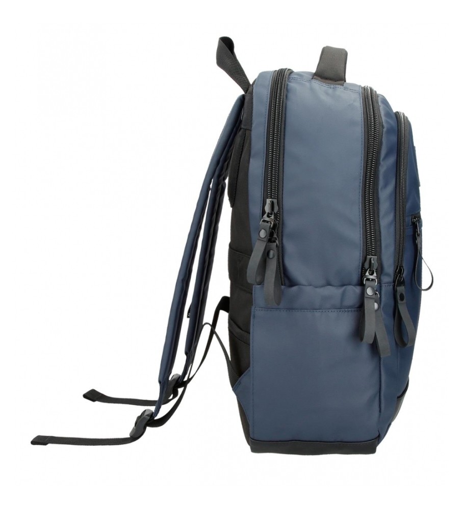 Mochila para laptop Pepe Jeans Hoxton com três compartimentos, azul marinho