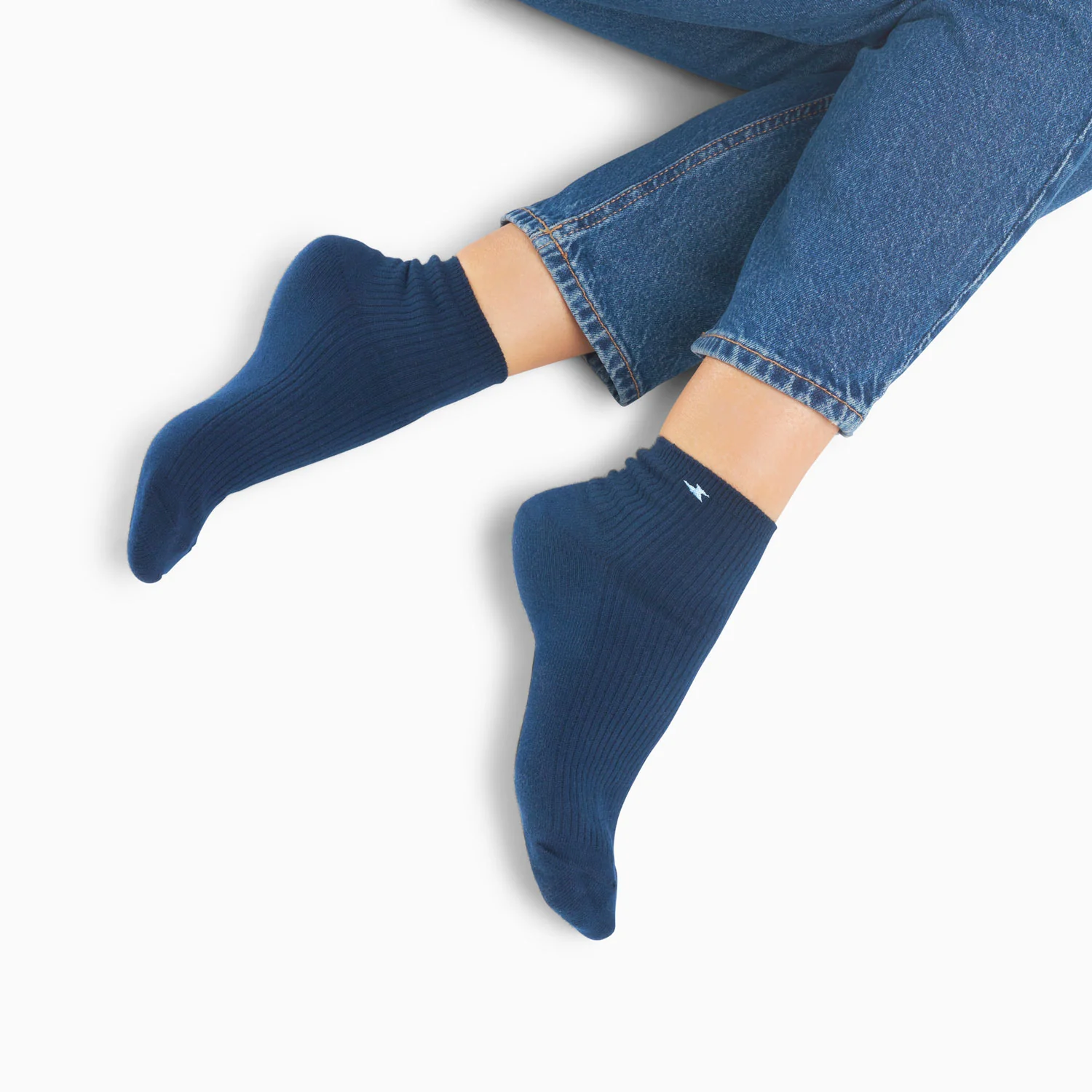 Chaussettes-Chaussettes courtes Amy bleu marine côtelées