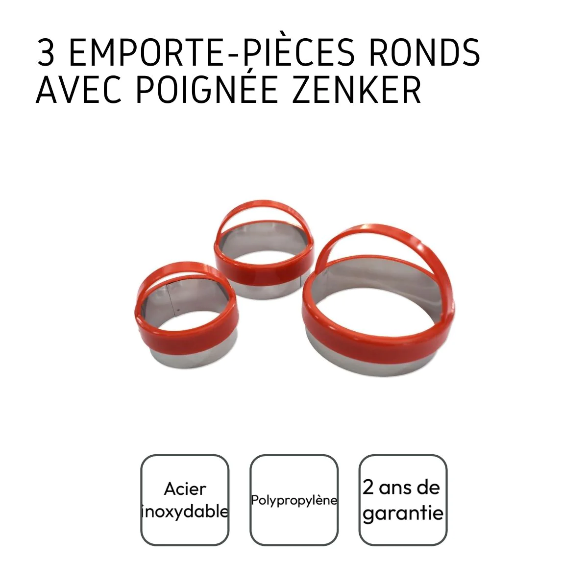 Lot de 3 emporte-pièces ronds avec poignée Emporte-pièces Zenker