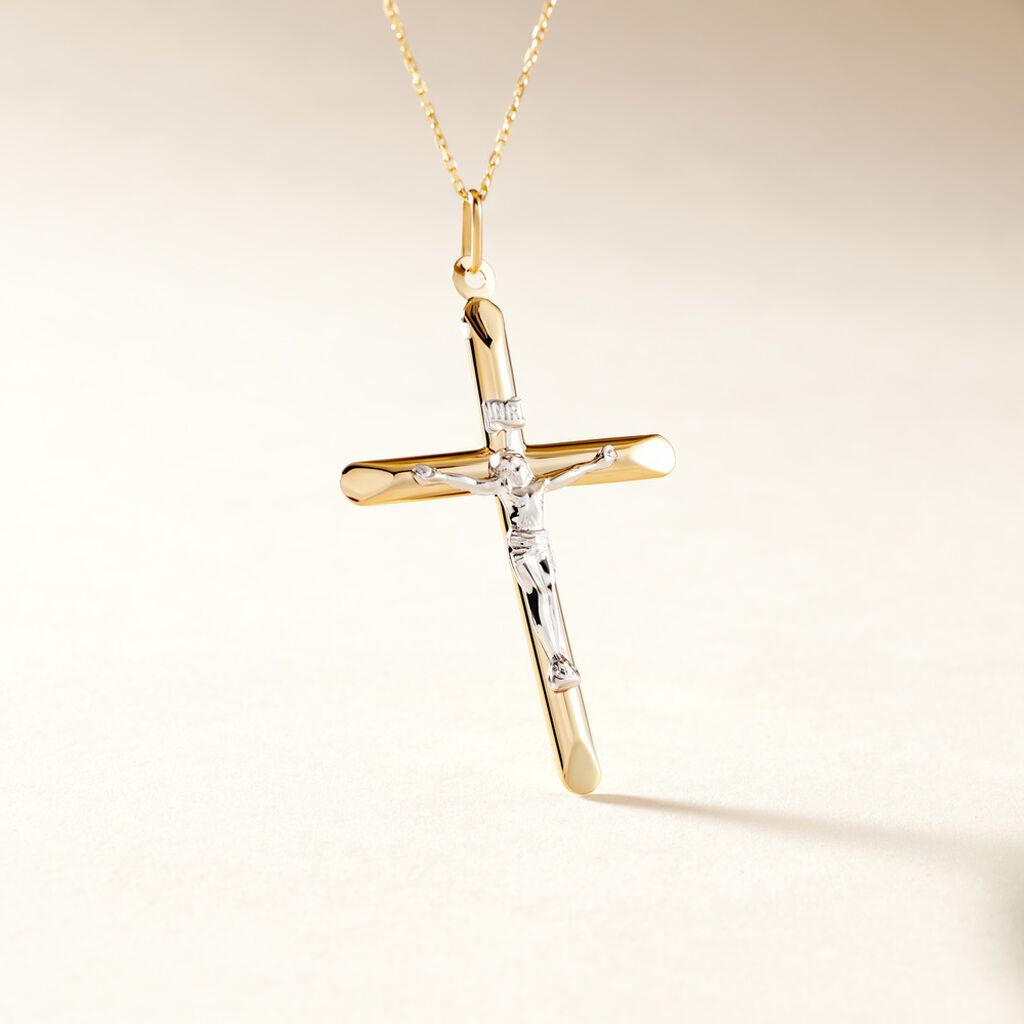 Pendentif Damian Croix Or Bicolore