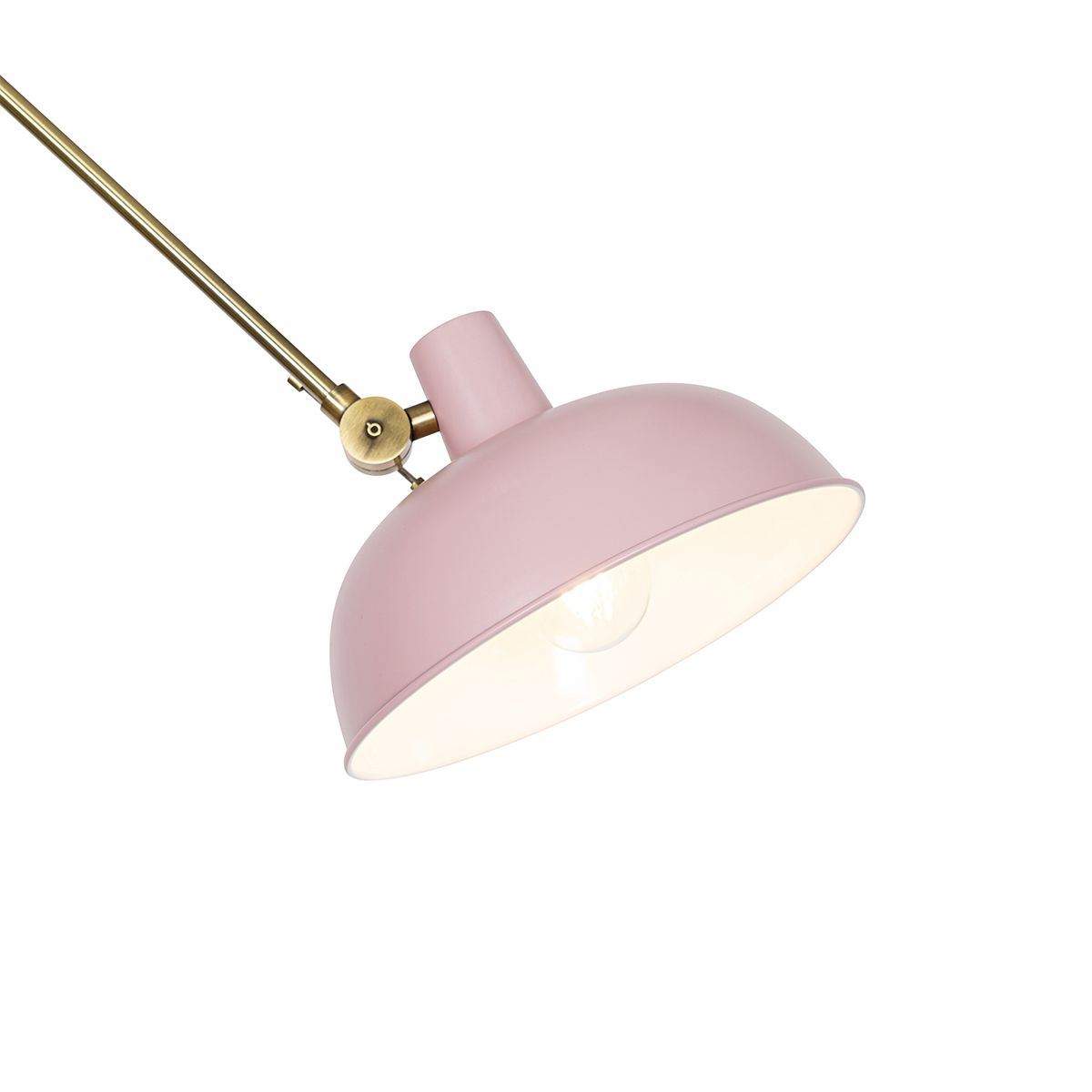 Retro plafondlamp roze met brons - Milou