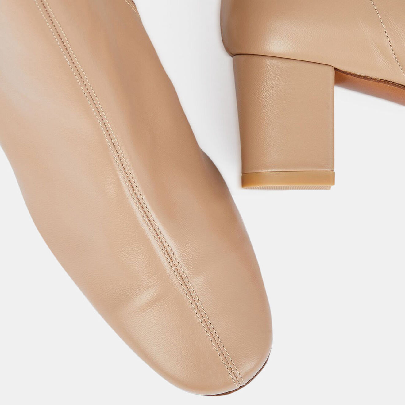 By Far Bottines en Cuir Didi beiges - Talon 6 cm