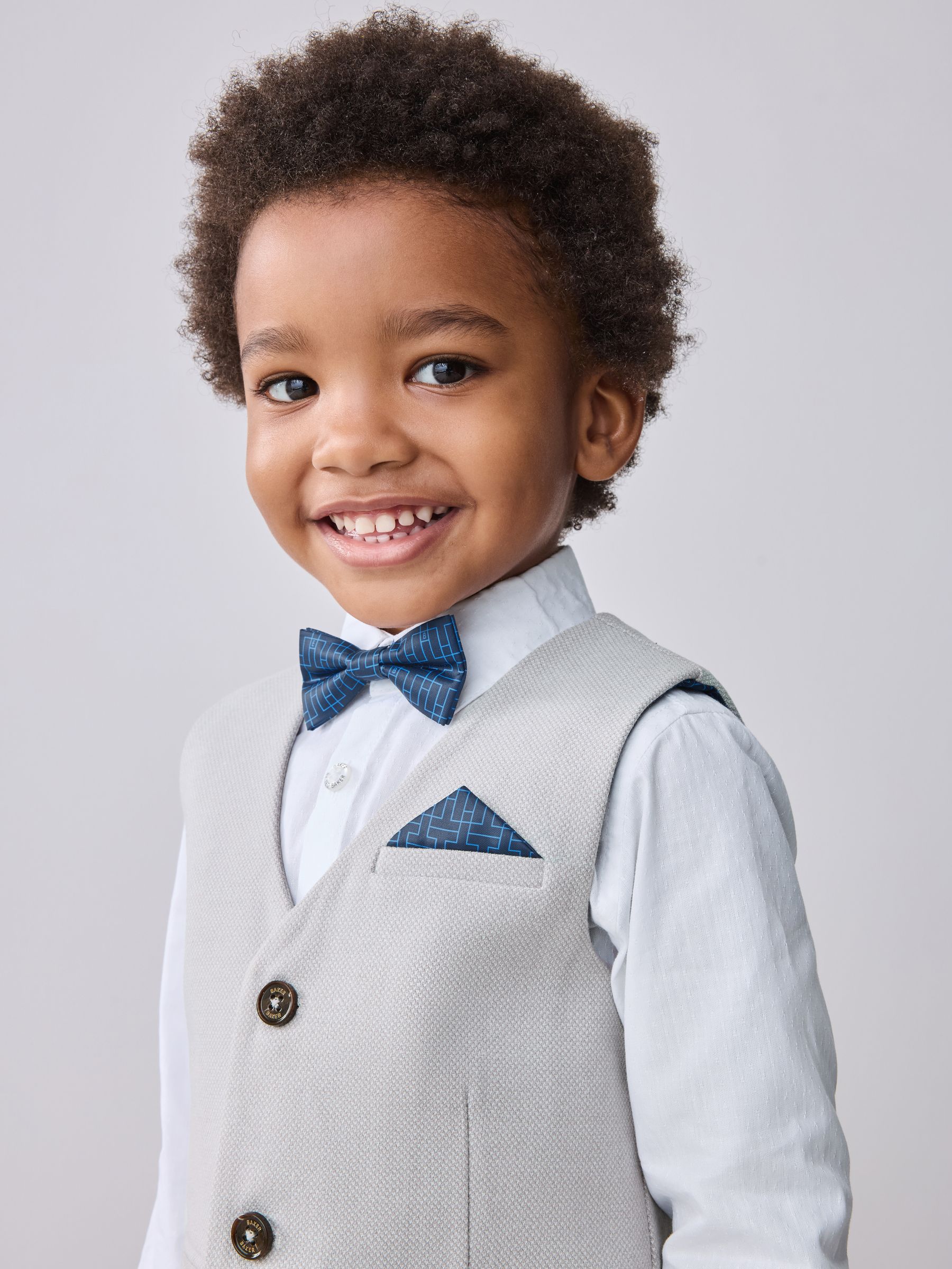 Grijs/marineblauw - Baker by Ted Baker set van gilet, overhemd en broek