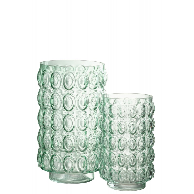Vase 3 boules en verre vert 19x19x31 cm