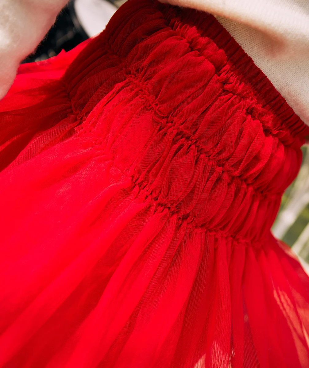 JUPE FILLE EN TULLE ROUGE