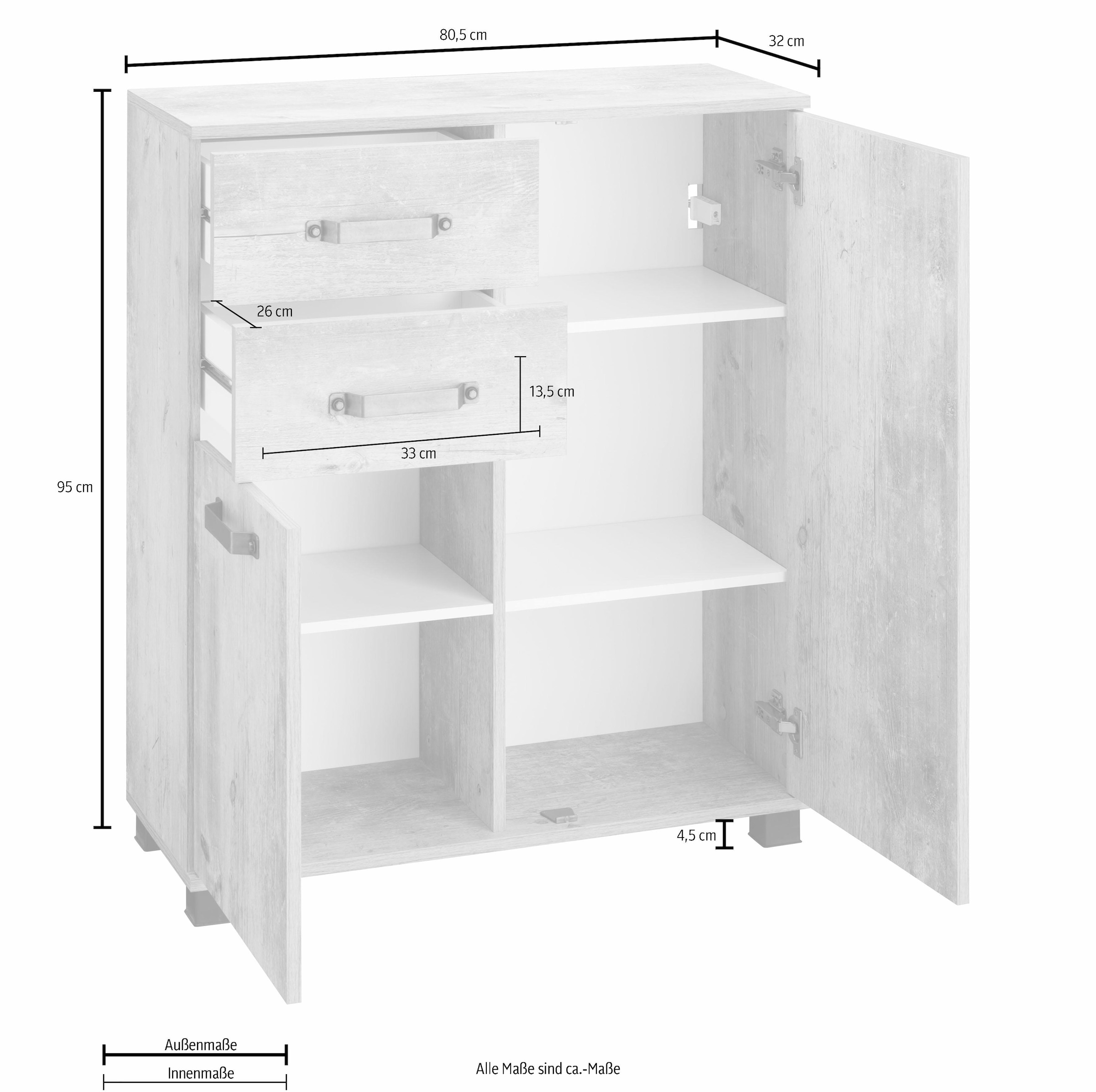 Schildmeyer Badkommode »Milan« Breite 80,5 cm, mit 2 Türen, 2 Schubladen & Metallgriffen