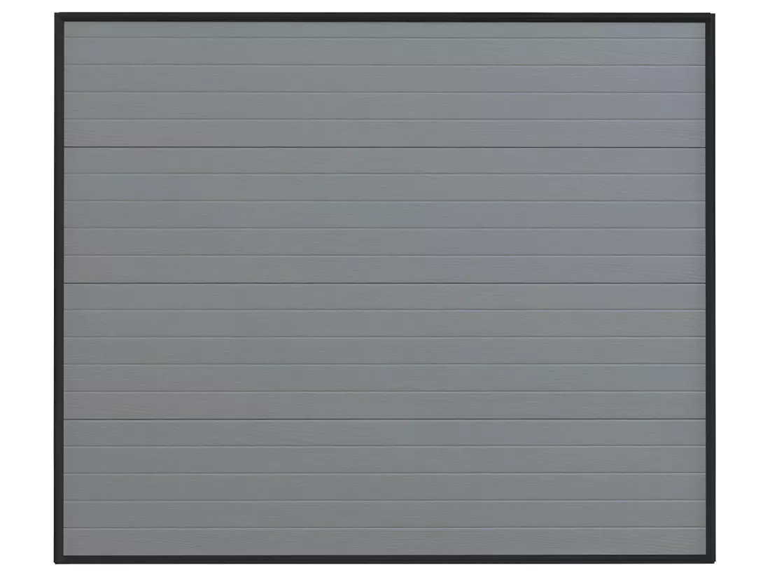 Porte de garage sectionnelle effet rainuré gris motorisée L254 x H218 cm - NORIA