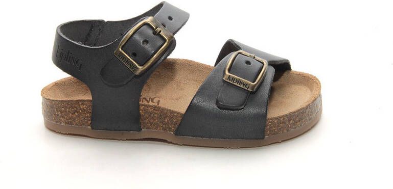 Kipling leren sandalen donkergrijs Jongens Leer Effen 25