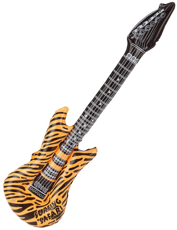 Oransje oppblåsbar rockegitar for voksne.Size-One size