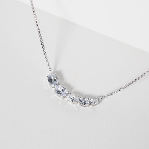 Sif Jakobs Jewellery Ellisse Cinque Halskæde, Sølv/Hvid, 45 cm