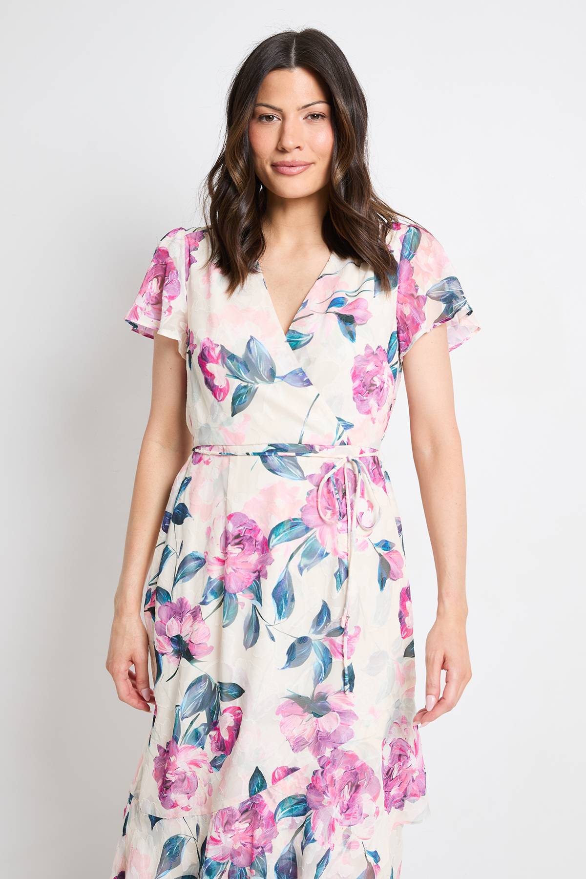 Wallis Robe Midi À Volants Avec Motif Floral Dévoré