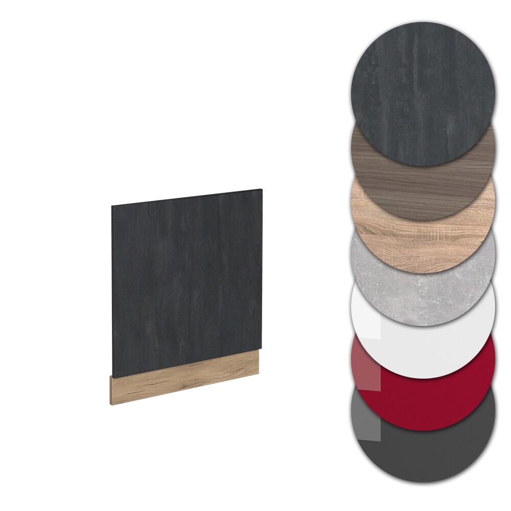 Vicco Geschirrspülerblende R-Line Schwarz Beton Eiche 60 cm mit Arbeitsplatte Anthrazit