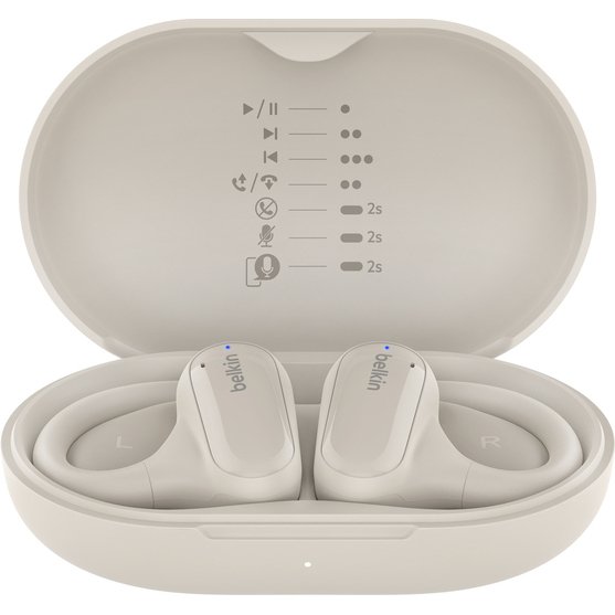 Belkin SoundForm ClearFit Casque True Wireless Stereo (TWS) Crochets auriculaires Appels/Musique/Sport/Au quotidien Bluetooth Sable