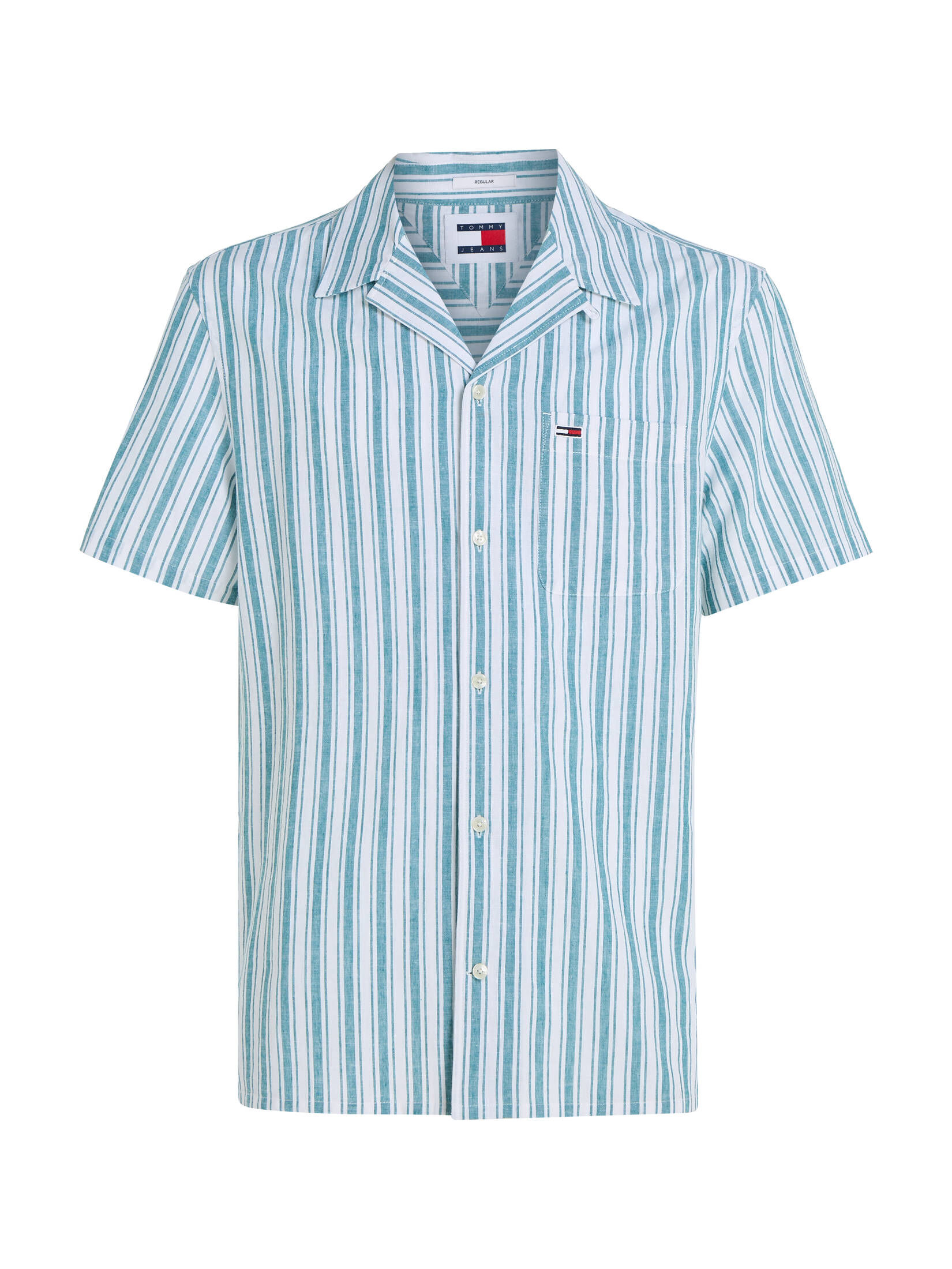 Tommy Jeans| Herren Hemd aus Baumwoll-Leinenmix Regular Fit Kurzarm