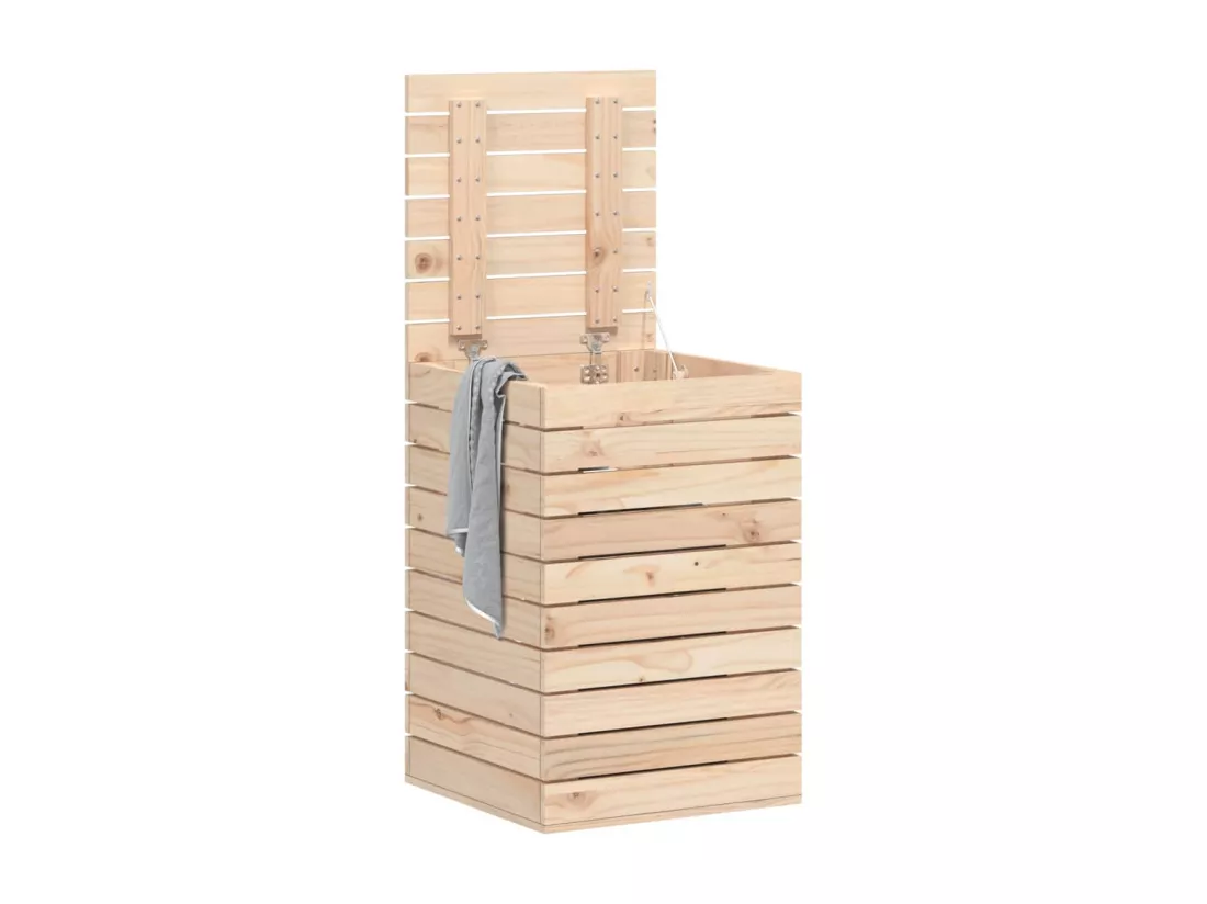 Panier à linge 44x44x66 bois massif de pin