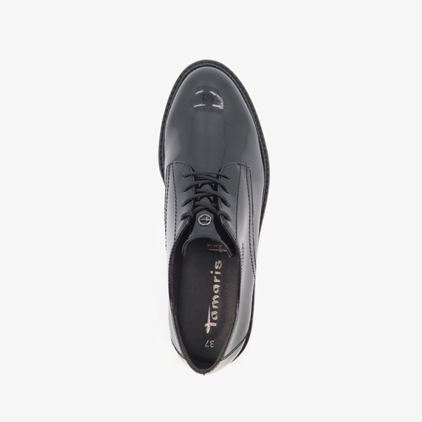 Tamaris dames lak veterschoenen zwart