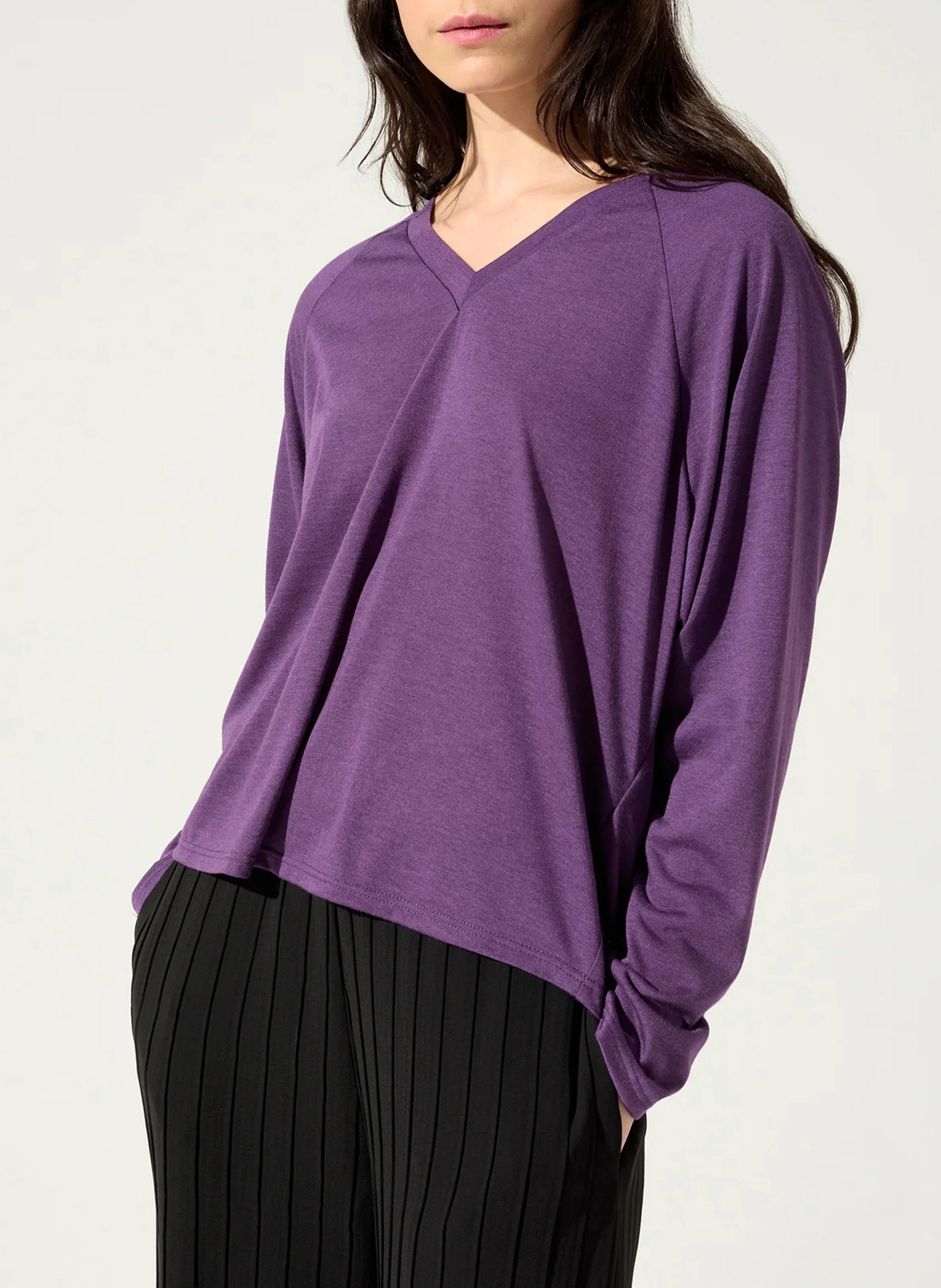 Tee-shirt ample à col V | Violet